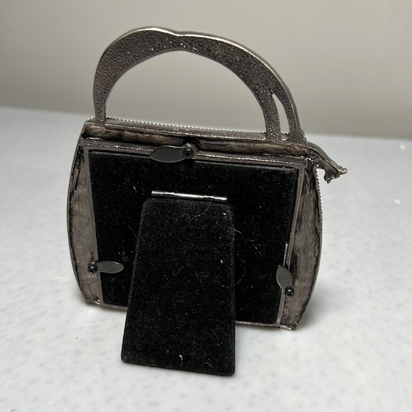 Vintage Metal with Purple Rhinestones Purse Shaped Picture Frame - Picture 6 of 6